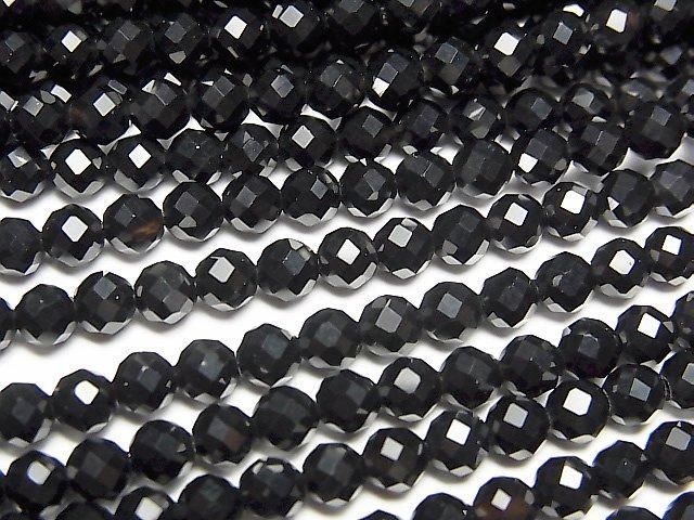[Video]High Quality! 2pcs $9.79! Onyx Faceted Round 4mm 1strand beads (aprx.15inch/37cm)