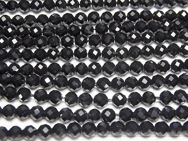 [Video]High Quality! 2pcs $9.79! Onyx Faceted Round 4mm 1strand beads (aprx.15inch/37cm)