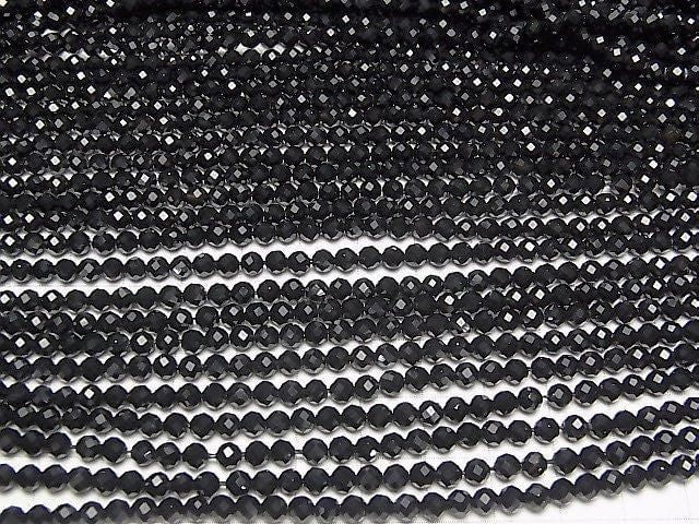 [Video]High Quality! 2pcs $9.79! Onyx Faceted Round 4mm 1strand beads (aprx.15inch/37cm)