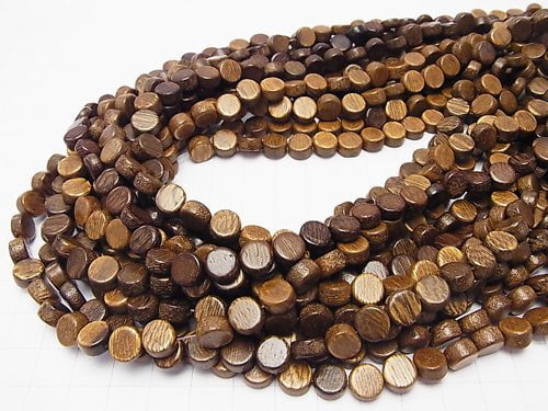 1strand $3.79! Wood Beads  Coin 8x8x4mm 1strand beads (aprx.15inch/38cm)