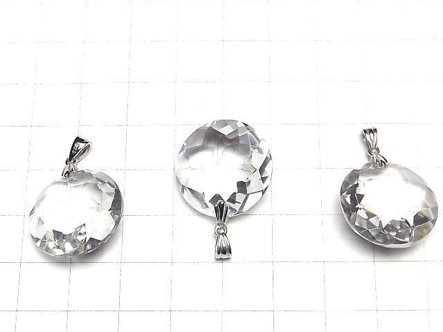 [Video] High Quality Crystal AAA Coin Pendant 20x20mm Silver925 1pc