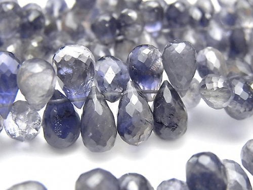[Video]High Quality Iolite AAA- Drop  Faceted Briolette  half or 1strand beads (aprx.7inch/18cm)