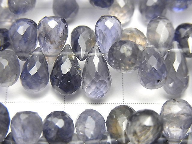 [Video]High Quality Iolite AAA- Drop  Faceted Briolette  half or 1strand beads (aprx.7inch/18cm)