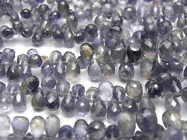[Video]High Quality Iolite AAA- Drop  Faceted Briolette  half or 1strand beads (aprx.7inch/18cm)