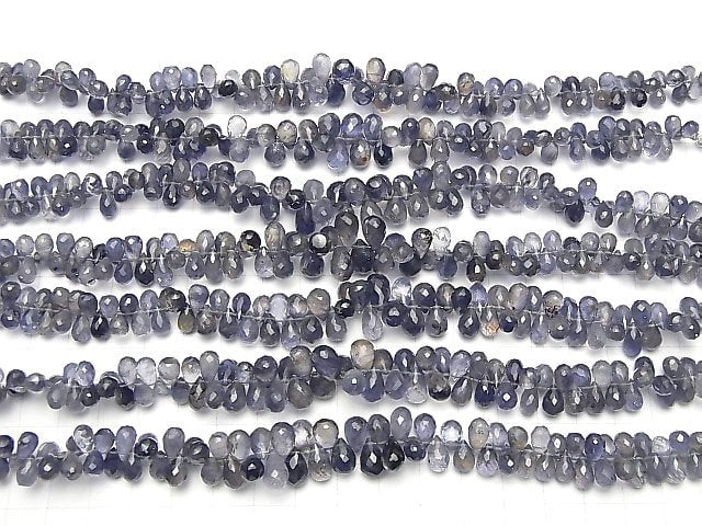 [Video]High Quality Iolite AAA- Drop  Faceted Briolette  half or 1strand beads (aprx.7inch/18cm)