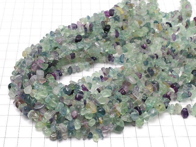 Multicolor Fluorite AAA- Chips (Small Nugget ) 1strand beads (aprx.31inch/78cm)