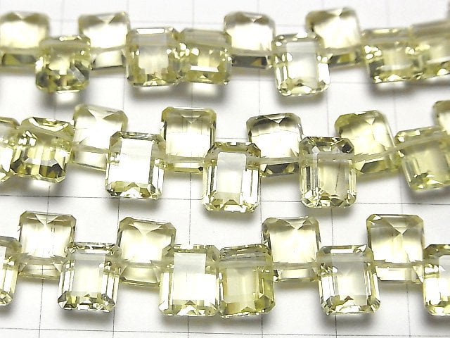 [Video] High Quality Lemon Quartz AAA rectangle Faceted 10 x 8 x 5 mm 1/4 or 1strand beads (aprx.6 inch / 15 cm)