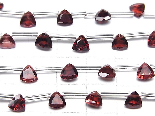 [Video]High Quality Mozambique Garnet AAA Triangle Faceted 6x6mm 1strand (8pcs)