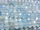 [Video]High Quality! Aquamarine AA++ Faceted Button Rondelle 5x5x4mm half or 1strand beads (aprx.15inch/36cm)