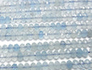 [Video]High Quality! Aquamarine AA++ Faceted Button Rondelle 5x5x4mm half or 1strand beads (aprx.15inch/36cm)