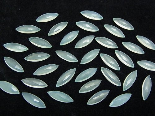 High Quality Sea Blue Chalcedony AAA Undrilled Marquise Faceted Cabochon 15 x 5 mm 3pcs $4.79!