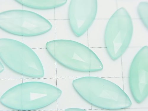 High Quality Sea Blue Chalcedony AAA Undrilled Marquise Faceted Cabochon 18 x 8 mm 3pcs $6.79!