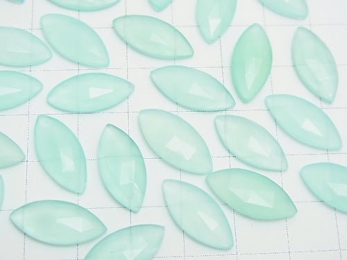 High Quality Sea Blue Chalcedony AAA Undrilled Marquise Faceted Cabochon 18 x 8 mm 3pcs $6.79!
