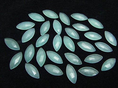 High Quality Sea Blue Chalcedony AAA Undrilled Marquise Faceted Cabochon 18 x 8 mm 3pcs $6.79!