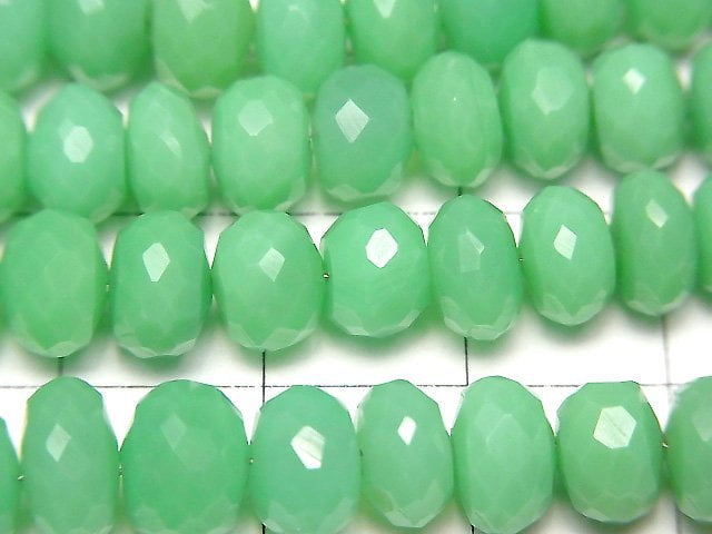 [Video]High Quality Green Color Chalcedony AAA Faceted Button Roundel Size Gradation half or 1strand beads (aprx.7inch/18cm)