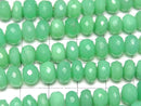 [Video]High Quality Green Color Chalcedony AAA Faceted Button Rondelle Size Gradation half or 1strand beads (aprx.7inch/18cm)