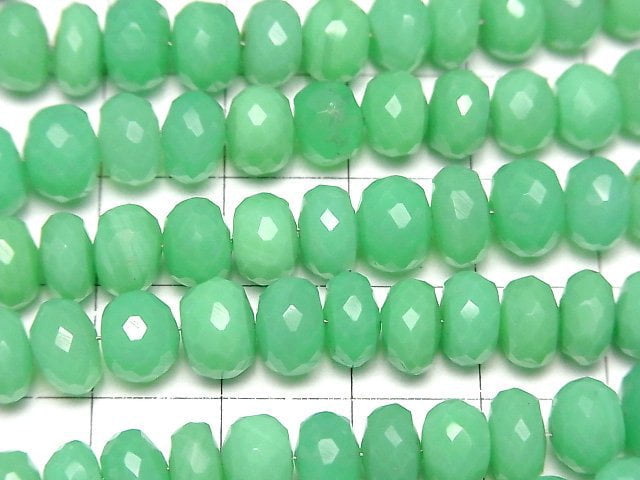 [Video]High Quality Green Color Chalcedony AAA Faceted Button Roundel Size Gradation half or 1strand beads (aprx.7inch/18cm)