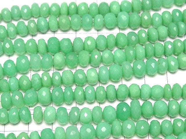 [Video]High Quality Green Color Chalcedony AAA Faceted Button Roundel Size Gradation half or 1strand beads (aprx.7inch/18cm)