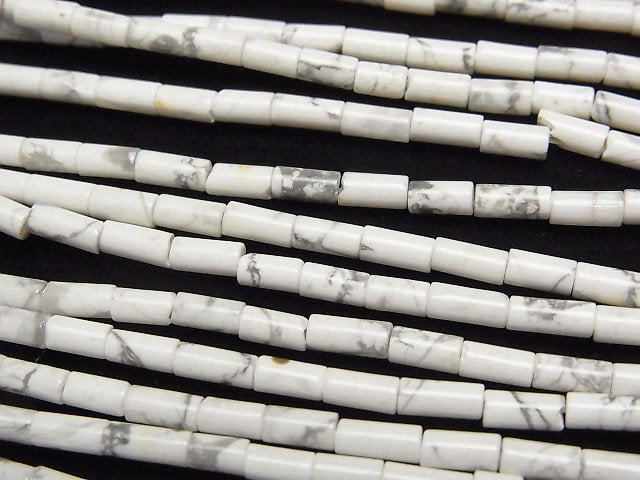 Howlite Magnesite, Tube Gemstone Beads