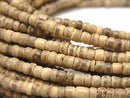 Coconut Rondelle 4x4x2mm Beige x Brown 1strand beads (aprx.15inch / 37cm)