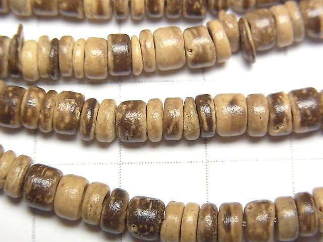 1strand $1.79! Coconut Roundel 5 x 5 x 2 mm beige x brown 1 strand beads (aprx.15 inch / 37 cm)