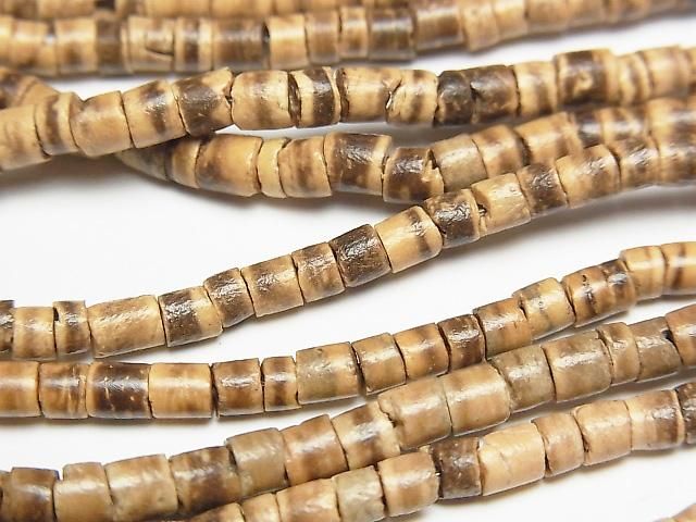 Coconut Rondelle (Heishi) 3.5x3.5x3mm Beige x Brown 1 Strand Beads (approx. 23 inches/58 cm)
