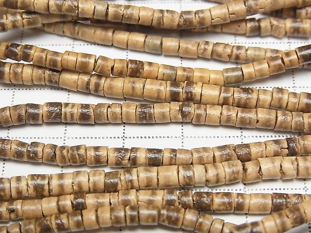 Coconut Rondelle (Heishi) 3.5x3.5x3mm Beige x Brown 1 Strand Beads (approx. 23 inches/58 cm)