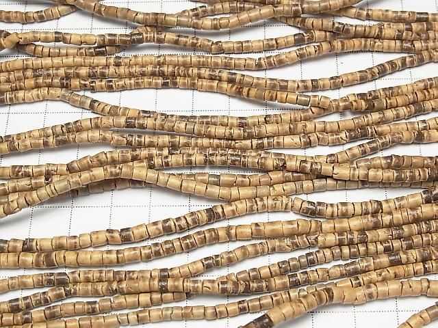 Coconut Rondelle (Heishi) 3.5x3.5x3mm Beige x Brown 1 Strand Beads (approx. 23 inches/58 cm)