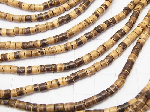 1strand $1.79! Coconut 3.5x3.5x3mm beige x brown 1strand beads (aprx.22inch / 55cm)