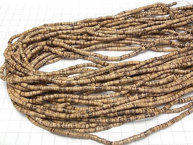 Coconut Rondelle (Heishi) 3.5x3.5x3mm Beige x Brown 1 Strand Beads (approx. 23 inches/58 cm)