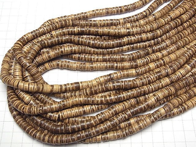 Coconut Tube 8x8x3mm Beige x Brown 1strand beads (aprx.22inch/55cm)