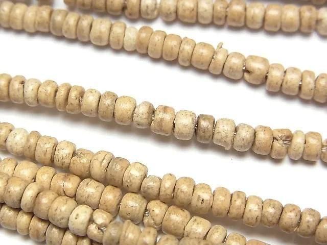 Coconut Rondelle beads, 4x4x3mm, natural color, 1 strand (approx. 15 inches/36 cm)