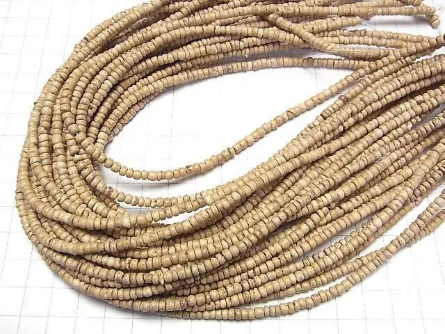 Coconut Rondelle beads, 4x4x3mm, natural color, 1 strand (approx. 15 inches/36 cm)