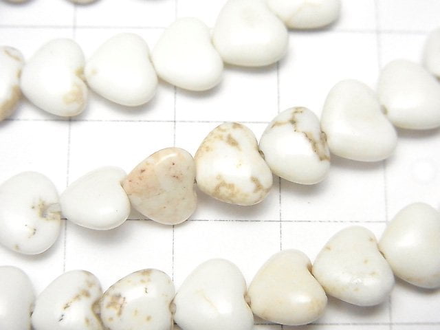 [Video]Magnesite Vertical Hole Heart 7x8x4mm 1strand beads (aprx.15inch/37cm)