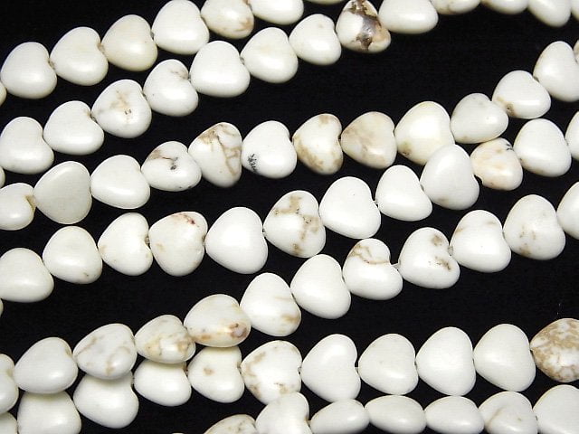 [Video]Magnesite Vertical Hole Heart 7x8x4mm 1strand beads (aprx.15inch/37cm)