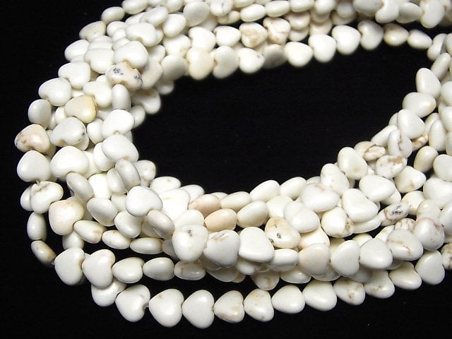 [Video]Magnesite Vertical Hole Heart 7x8x4mm 1strand beads (aprx.15inch/37cm)