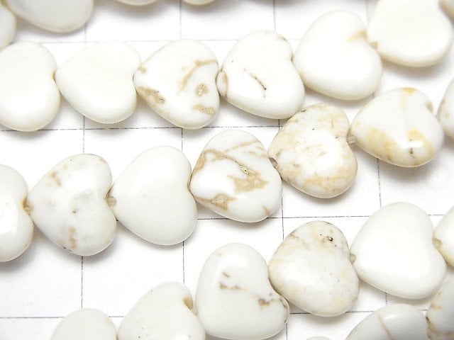 [Video]Magnesite Vertical Hole Heart 9x10x4mm 1strand beads (aprx.14inch/35cm)