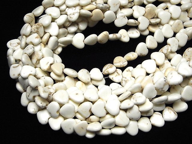 [Video]Magnesite Vertical Hole Heart 9x10x4mm 1strand beads (aprx.14inch/35cm)