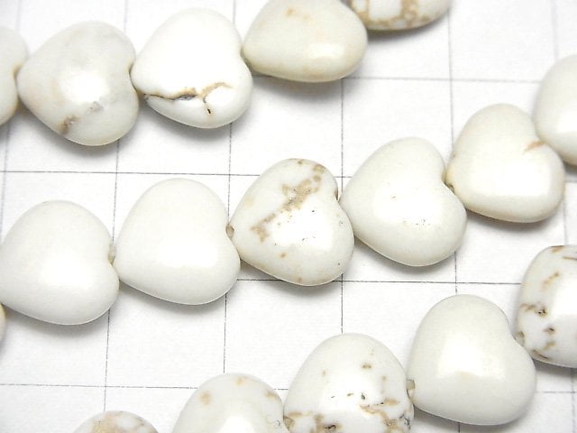 [Video]Magnesite Vertical Hole Heart 11x12x5mm 1strand beads (aprx.15inch/36cm)