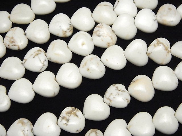 [Video]Magnesite Vertical Hole Heart 11x12x5mm 1strand beads (aprx.15inch/36cm)