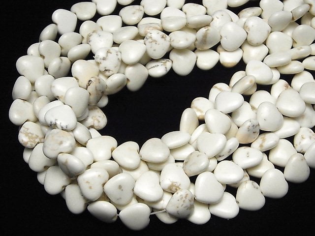 [Video]Magnesite Vertical Hole Heart 11x12x5mm 1strand beads (aprx.15inch/36cm)