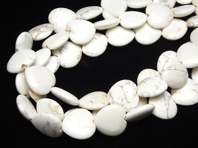 [Video]Magnesite Vertical Hole Heart 19x20x6mm 1strand beads (aprx.14inch/35cm)