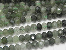 High Quality! Actinolite in Quartz AA ++ Faceted Button Rondelle 6 x 6 x 4 mm half or 1 strand beads (aprx.15 inch / 38 cm)