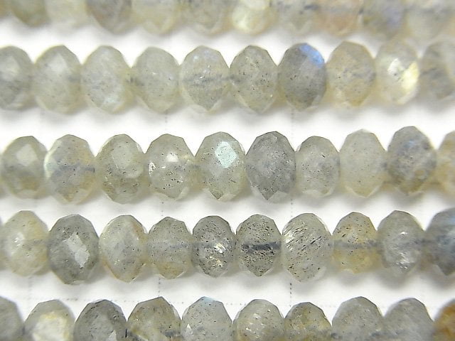 High Quality!  1strand $13.99! Labradorite AA Faceted Button Roundel 5x5x3mm 1strand beads (aprx.15inch/37cm)