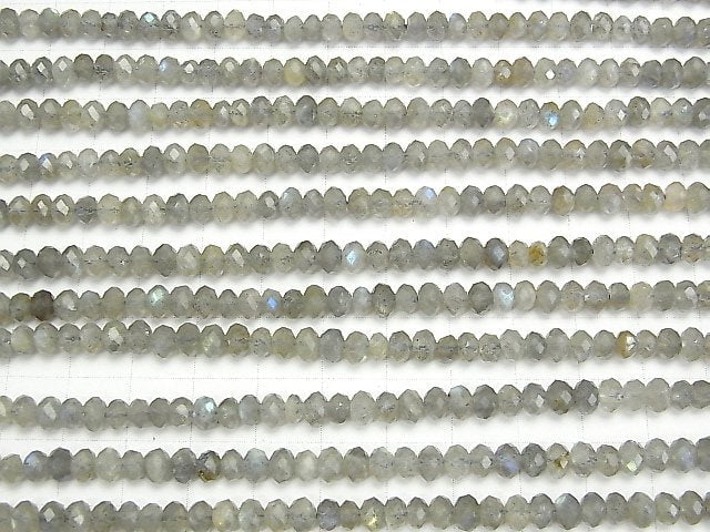 High Quality!  1strand $13.99! Labradorite AA Faceted Button Roundel 5x5x3mm 1strand beads (aprx.15inch/37cm)