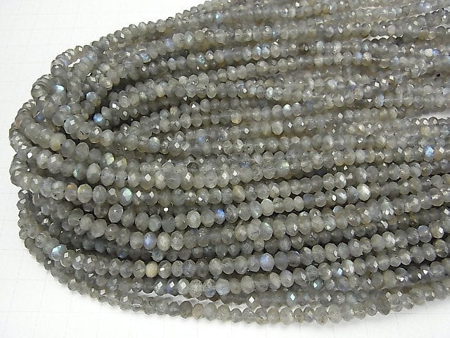 High Quality!  1strand $13.99! Labradorite AA Faceted Button Roundel 5x5x3mm 1strand beads (aprx.15inch/37cm)