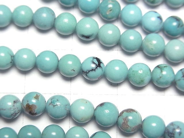 Blue Turquoise AAA - Round 5 mm 1/4 or 1strand beads (aprx. 15 inch / 38 cm)