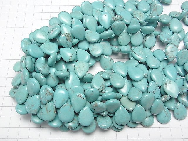 [Video]Magnesite Turquoise Pear shape 18x13mm 1strand beads (aprx.11inch/28cm)