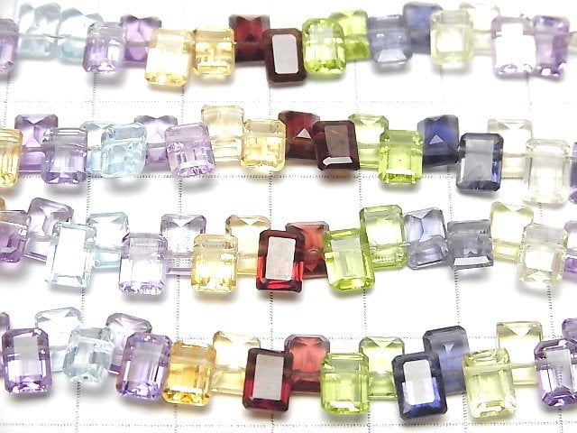 [Video]High Quality Mixed Stone AAA Rectangle Faceted 7x5mm half or 1strand beads (aprx.4inch/10cm)