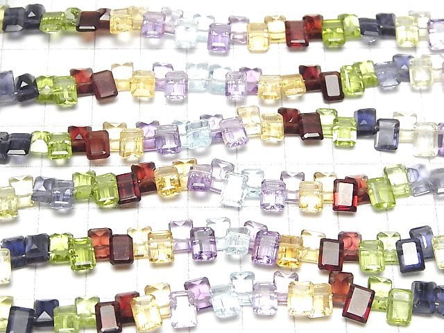 [Video]High Quality Mixed Stone AAA Rectangle Faceted 7x5mm half or 1strand beads (aprx.4inch/10cm)